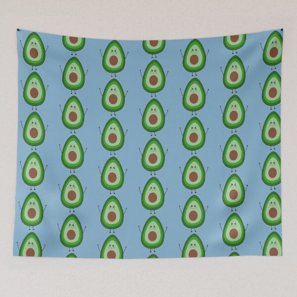 Item preview, Cute Blushing Avocados Blue Background designed and sold by DeliliahDoodles.