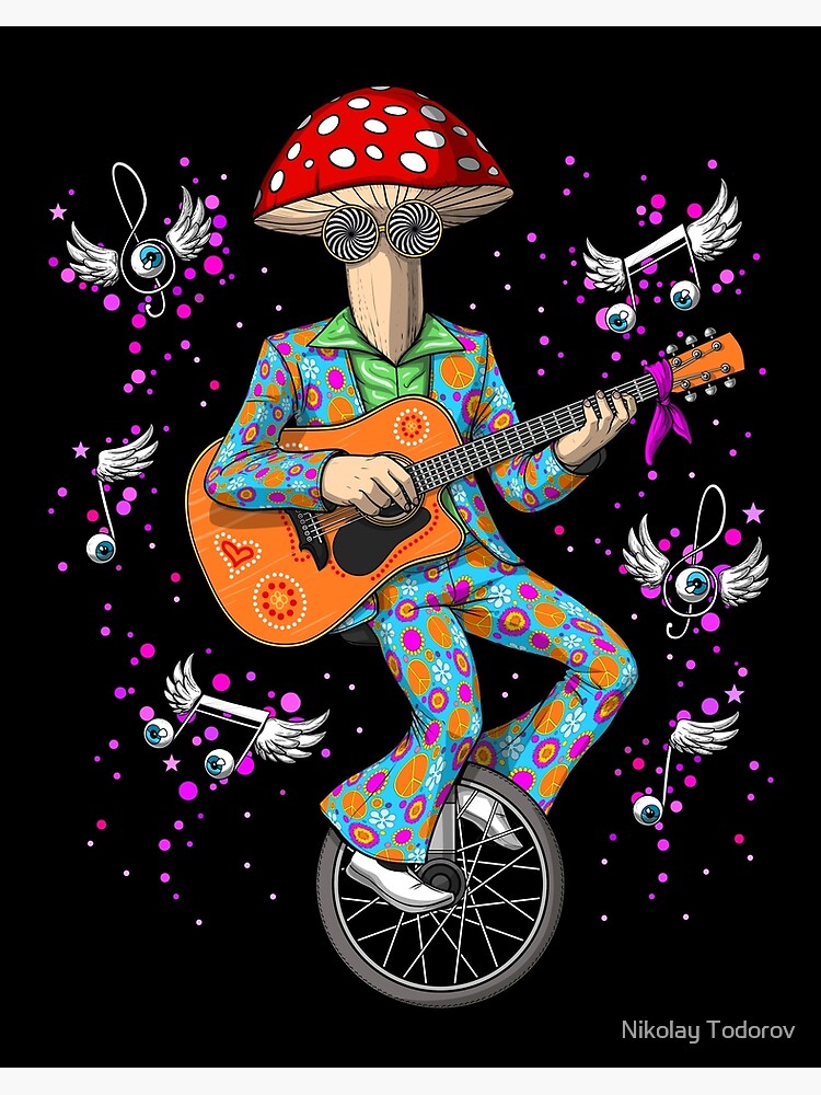 Magic Mushroom Guitarist Art Board Print for Sale by Nikolay