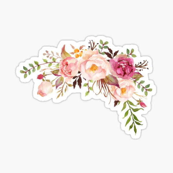 Romantic Watercolor Flower Bouquet Sticker for Sale by junkydotcom
