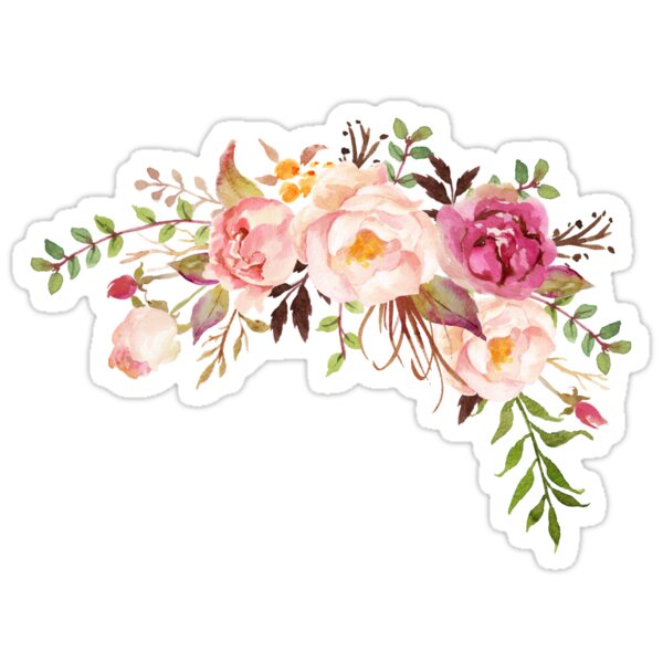 romantic watercolor flower bouquet stickers by