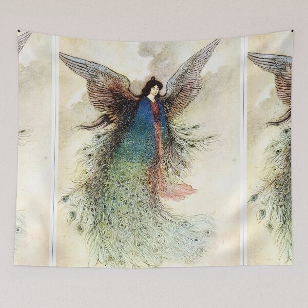 Aperçu de l'œuvre Girl with Peacock feathers from India - Warwick Goble créée et vendue par Vintage Designs +.