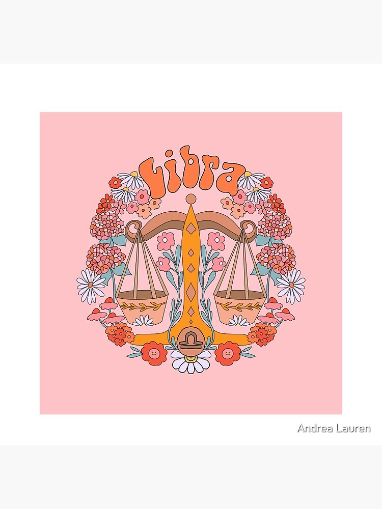 Libra retro florals zodiac sign print by papersparrow