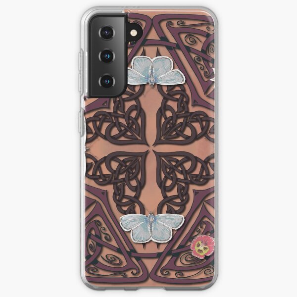 Blue Butterflies Celtic Medieval Knotwork Samsung Galaxy Soft Case