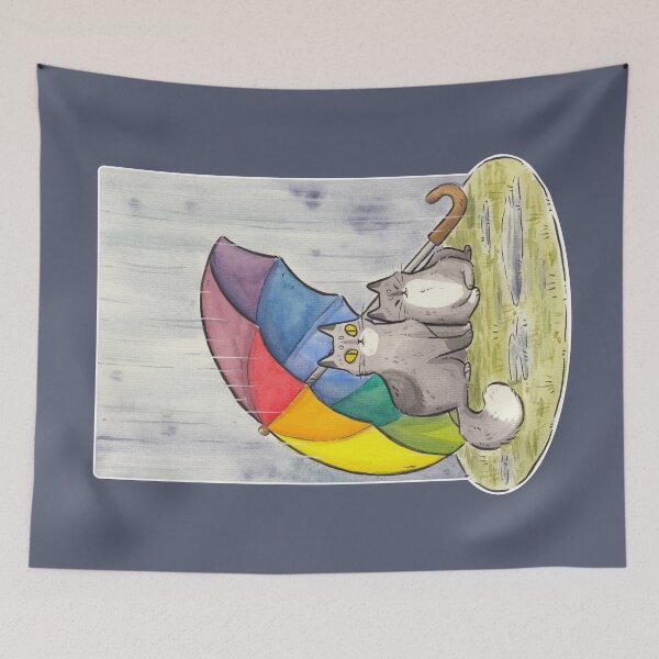 Item preview, Rainbow Umbrella and Kitties  designed and sold by kattvalk.