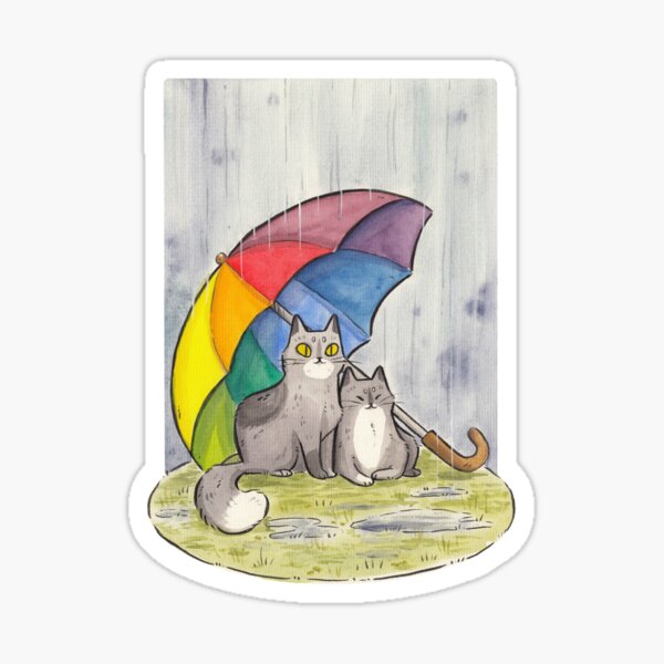 Item preview, Parapluie arc-en-ciel et chatons designed and sold by kattvalk.