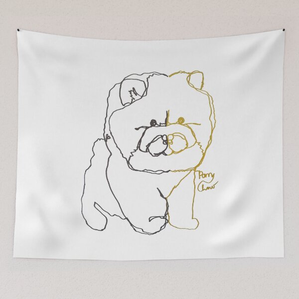 Item preview, Pom chow dog ambidextrous line drawing designed and sold by orangerinka.