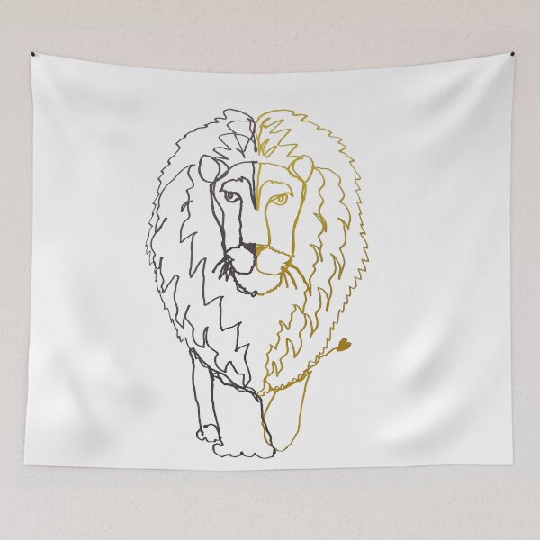 Item preview, Lion ambidextrous line drawing designed and sold by orangerinka.