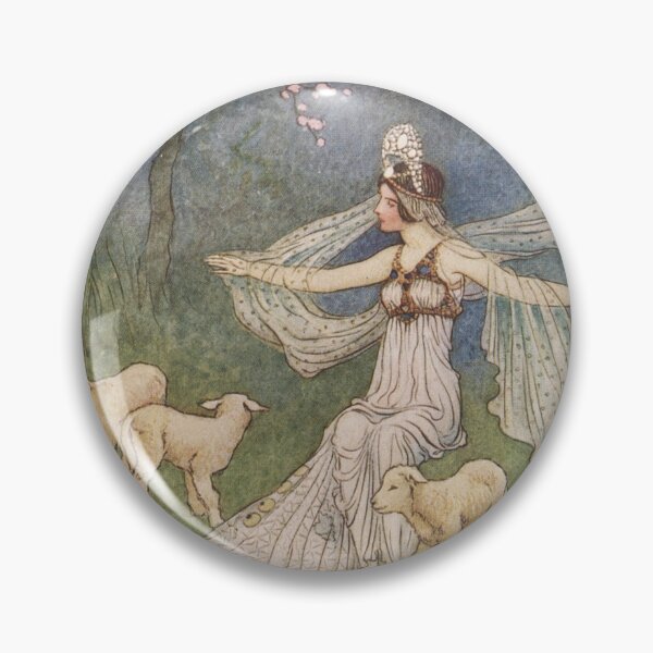 Artikelvorschau, Goddess of Springtime with lambs vintage illustration - Warwick Goble entworfen und verkauft von Vintage Designs +.