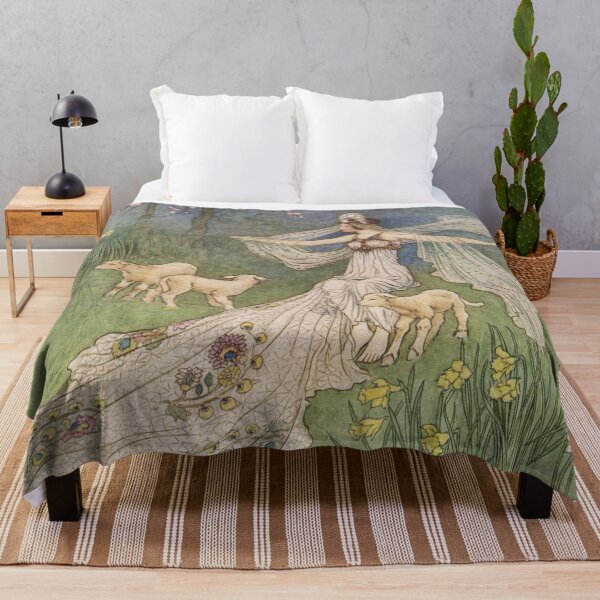 Item preview, Goddess of Springtime with lambs vintage illustration - Warwick Goble designed and sold by Vintage Designs +.