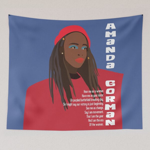 Item preview, Amanda Gorman poster Amanda Gorman poems Youth poet laureate Amanda Gorman mask,art, The hill we climb, portrait  designed and sold by GalleryArtField.