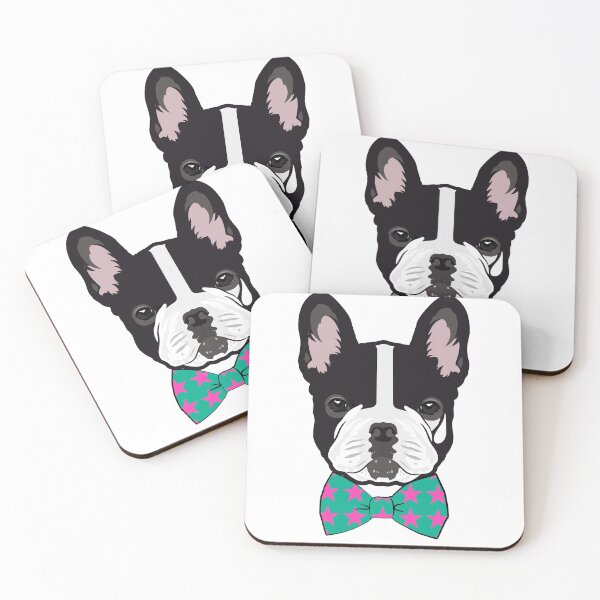 Item preview, Black and White Frenchie with Green and Pink Bow Tie designed and sold by Woofleys&Co.