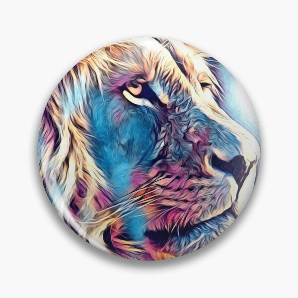 Artikelvorschau, Buntes Regenbogenlöwe Trippy Psychedelic New Age Visionary Art Animal entworfen und verkauft von Stephani Analah.