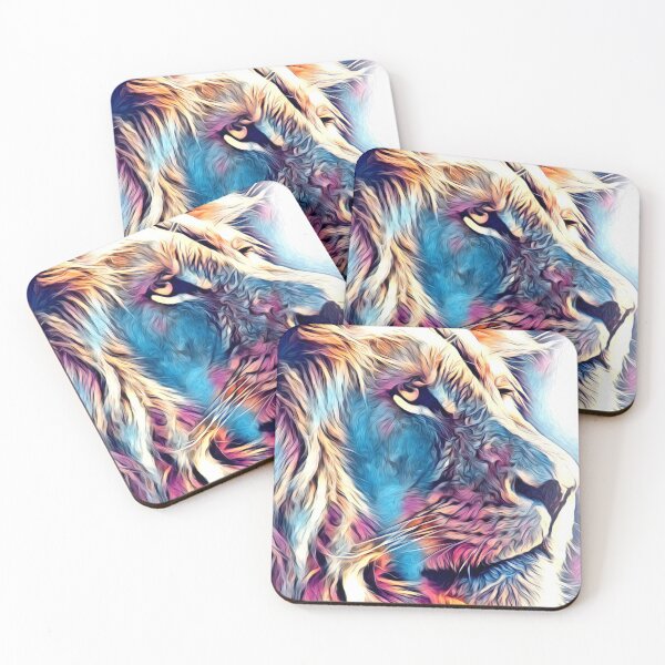 Item preview, Colorful Rainbow Lion Trippy Psychedelic New Age Visionary Art Animal designed and sold by Stephani Analah.