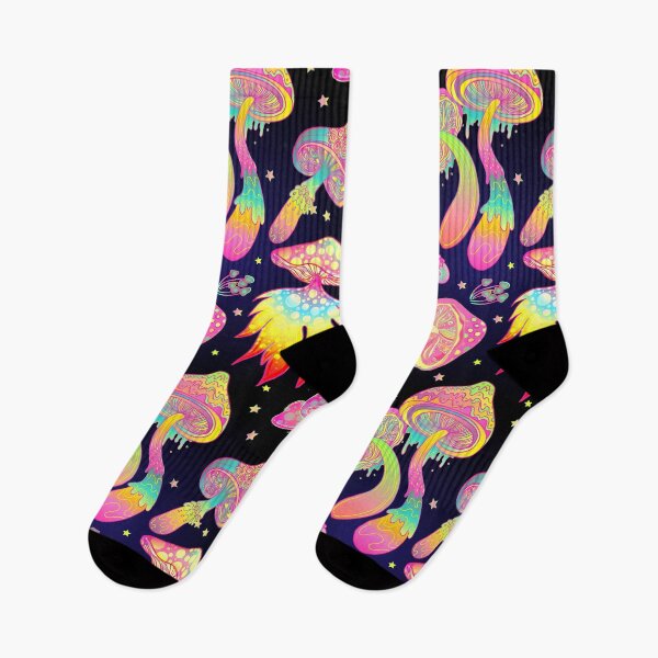 Item preview, Trippy Mushroom, colorful pink yellow orange mushroom psychedelic art designed and sold by Stephani Analah.