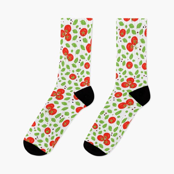 Item preview, Print of many small red tomatoes and green basil leaves with spices designed and sold by IrinaSenkova.