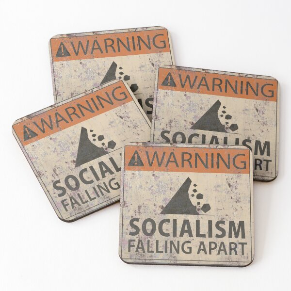 Item preview, Socialism Falling Apart Warning Sign designed and sold by JuventudRevende.