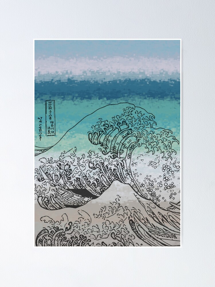 Thumbnail 1 of 3, Poster, Abstract Kanagawa Wave designed and sold by elementw.