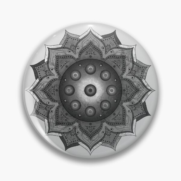 Item preview, Handpan - Hang Drum Mandala solo - black grey white  designed and sold by EDDArt.
