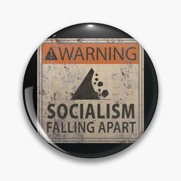 Item preview, Socialism Falling Apart Warning Sign designed and sold by JuventudRevende.