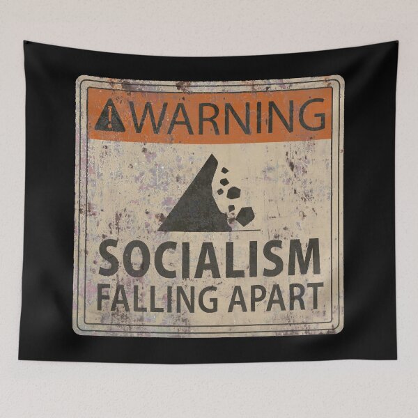 Item preview, Socialism Falling Apart Warning Sign designed and sold by JuventudRevende.