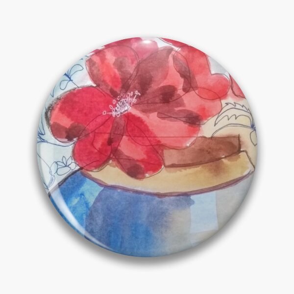Item preview, Red Floral Blue Pot designed and sold by Meghana Gauthier.