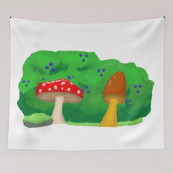 Item preview, mushrooms and the blueberry bush designed and sold by aliaannikki.