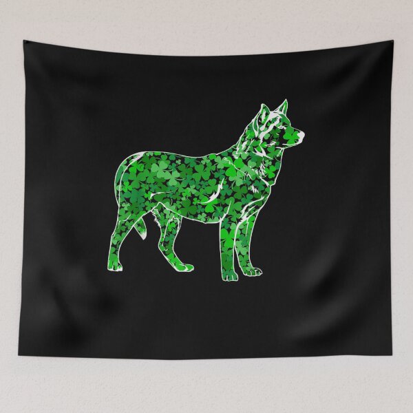 Artikelvorschau, Lustiger Hund Siberian Husky Irish Shamrock St. Parick's Day entworfen und verkauft von charissamo77.