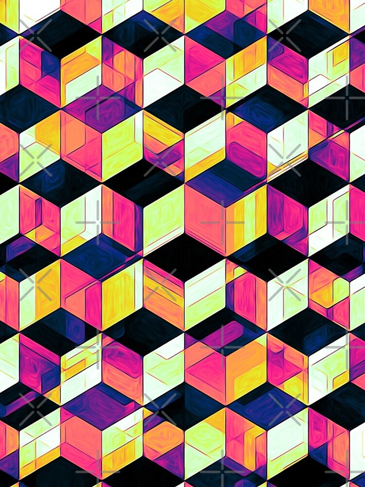 Geometric Cubes Pop Art by perkinsdesigns