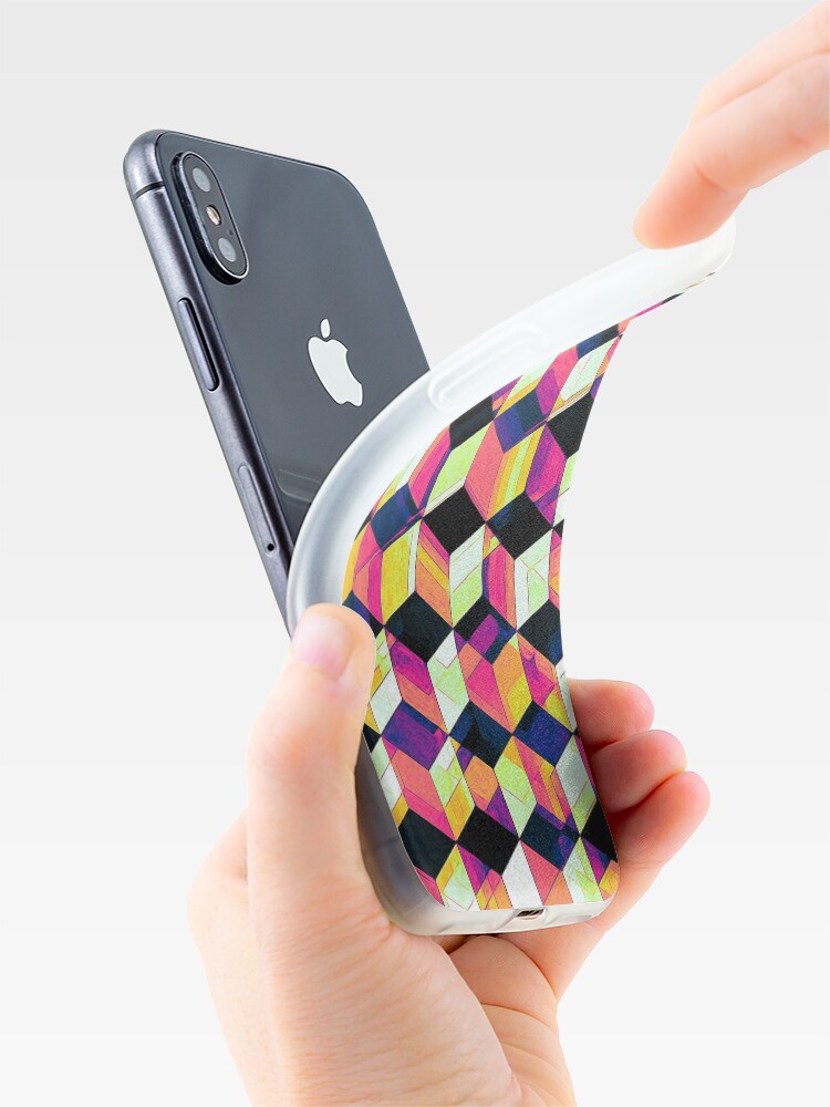 Alternate view of Geometric Cubes Pop Art iPhone Case & Cover