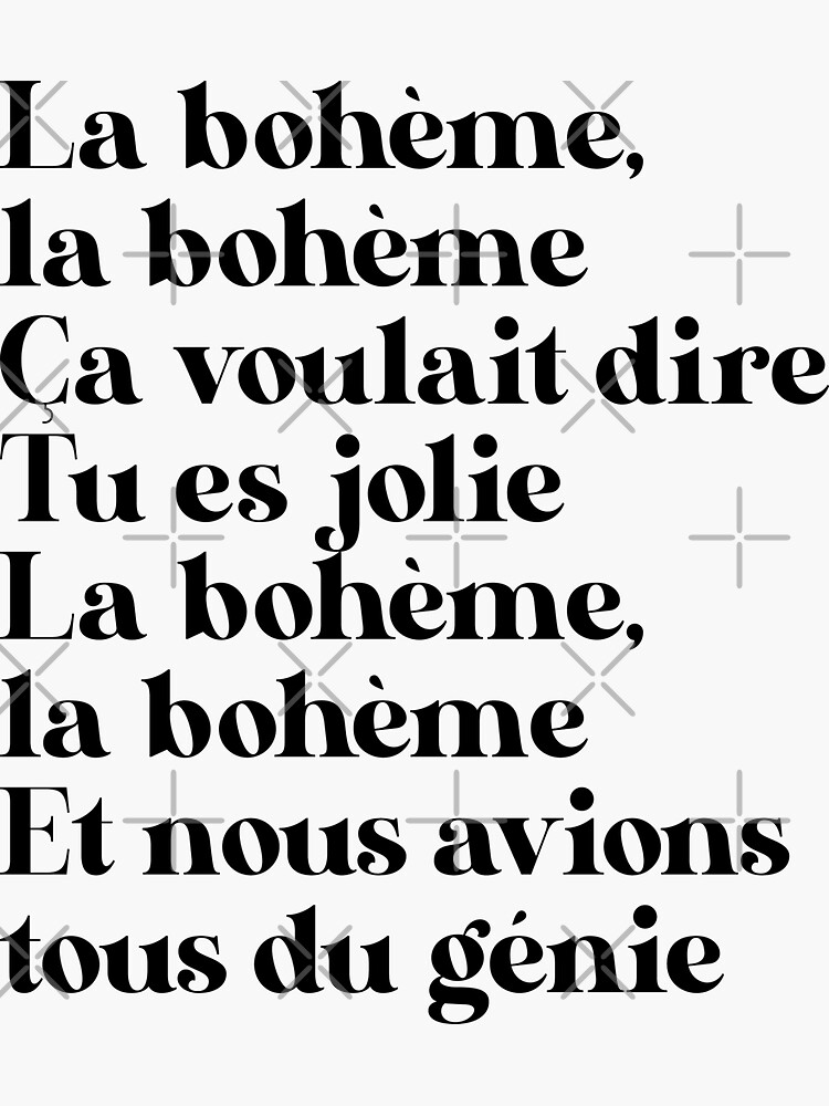 "La Bohème 3 (black)" Sticker for Sale by didijuca Redbubble