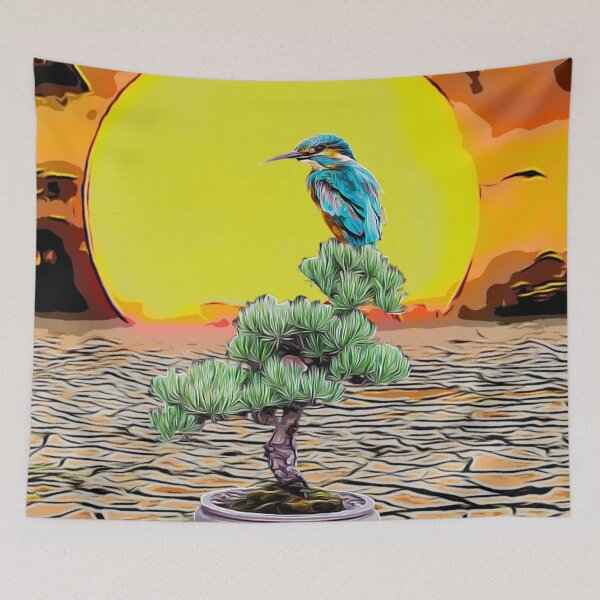Item preview, Kingfisher bonsai desert sunset  designed and sold by TrippyEarth.