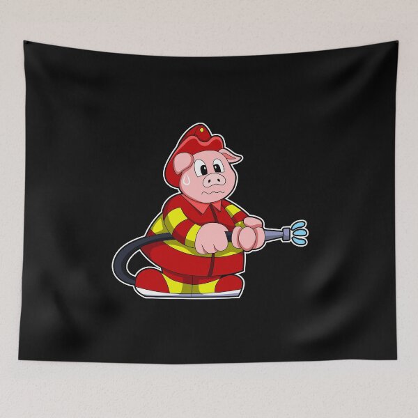 Item preview, Pig as Firefighter with Fire extinguisher designed and sold by Snabdesign84.