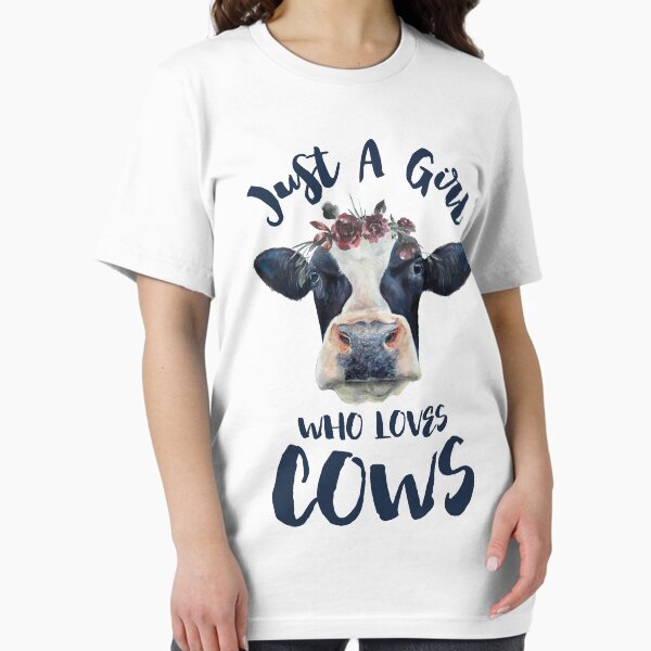 Vista previa del artículo con la obra «Regalos divertidos para amantes de los animales: una chica que ama las vacas», diseñado y vendido por Cheap Women's Shirts.