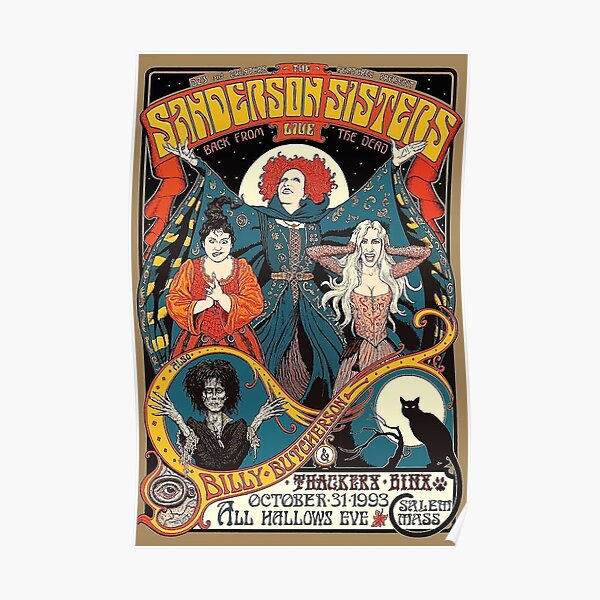 The Sanderson Sisters Live Back From The Dead Poster Decor Halloween Hocus Pocus Movie Winifred Sanderson Funny Print Art