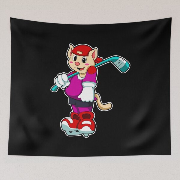 Item preview, Cat at Ice hockey with Ice hockey stick & Cap designed and sold by Snabdesign84.