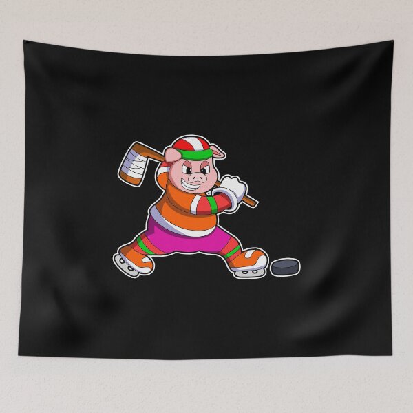 Item preview, Pig at Ice hockey with Ice hockey stick designed and sold by Snabdesign84.