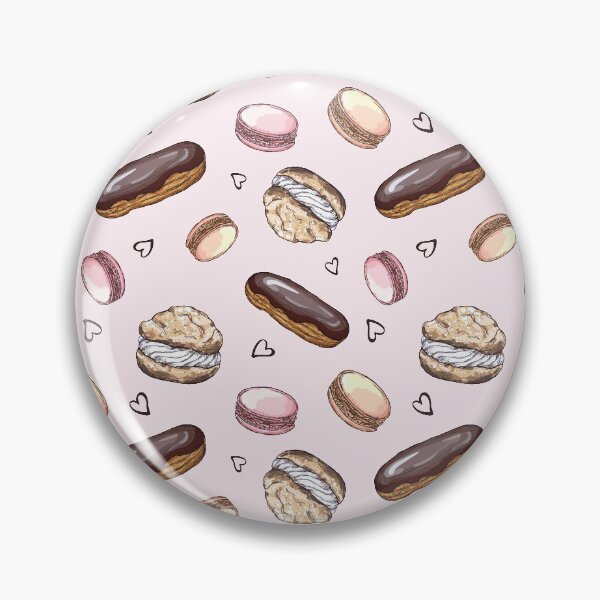 Item preview, eclairs, eclair, pink mask, macaron mask, macarons pattern, muffins face mask designed and sold by Crocozen.
