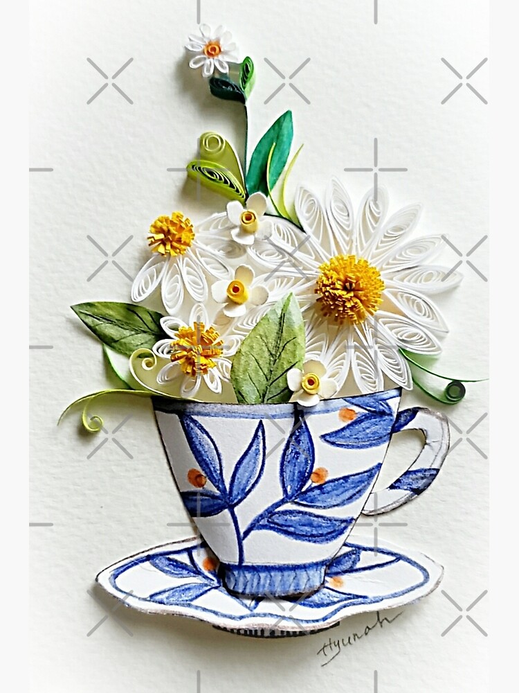 " Paper quilling Art/Original Art by Hyunah Yi/Tea cup Paper quilling