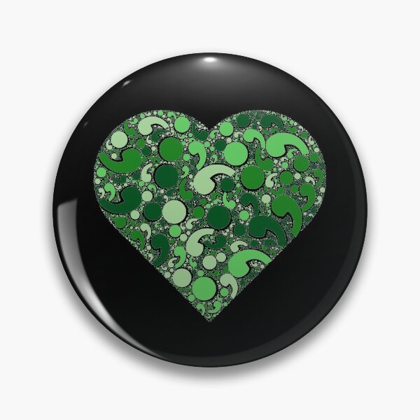 Item preview, Semicolon Green Heart - Mental Health Matters designed and sold by pjmorley.