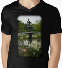 Summer Fountain with White Snapdragons V-Neck T-Shirt