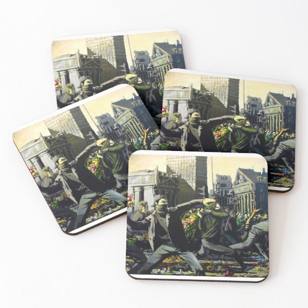 Item preview, Flower Thrower Riot G20 Oil Painting designed and sold by WE-ARE-BANKSY.