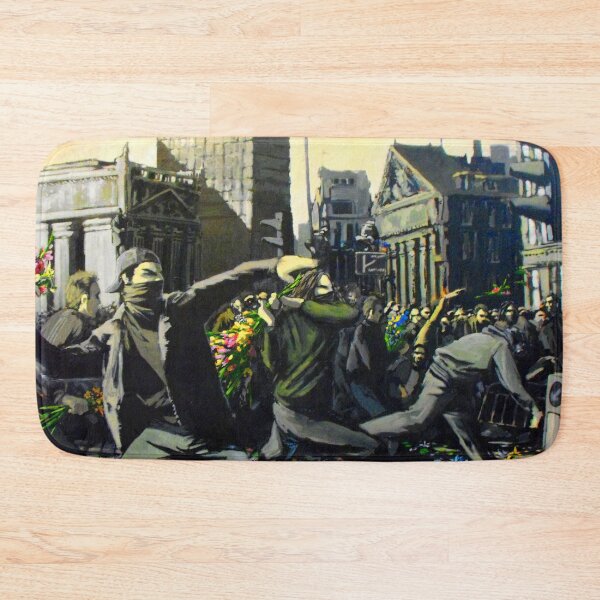 Item preview, Flower Thrower Riot G20 Oil Painting designed and sold by WE-ARE-BANKSY.