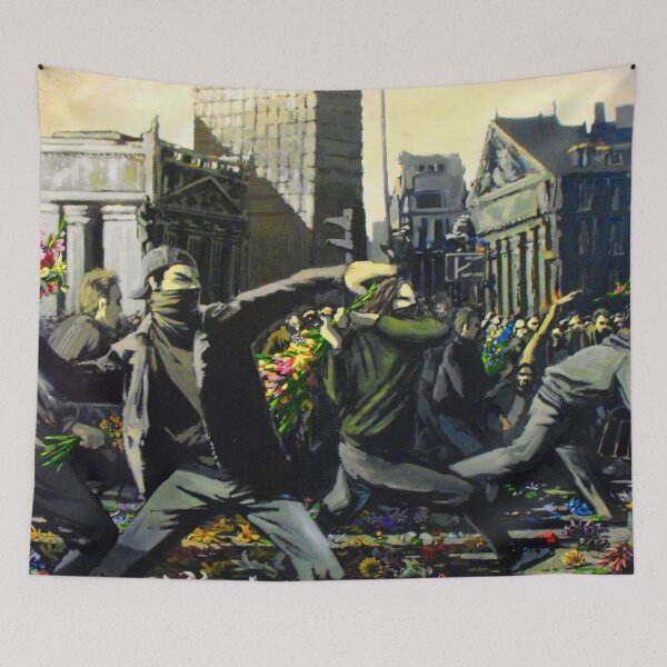 Item preview, Flower Thrower Riot G20 Oil Painting designed and sold by WE-ARE-BANKSY.