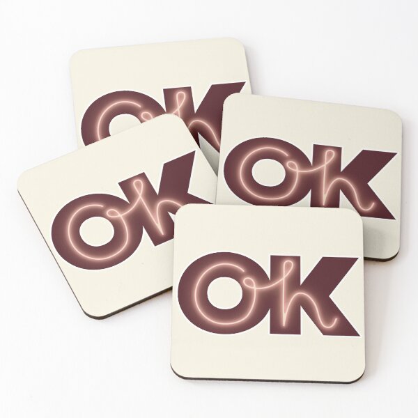 Item preview, 'Oh OK' neon letters with burgundy red and coral pink designed and sold by DunyaK.