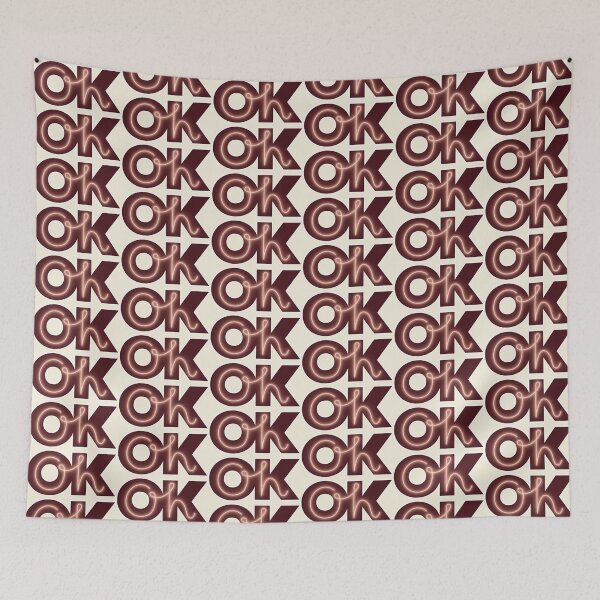 Item preview, 'Oh OK' neon letters with burgundy red and coral pink designed and sold by DunyaK.