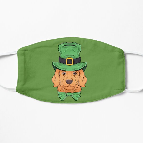 golden retriever funny st patrick day dogs saint patricks Flat Mask