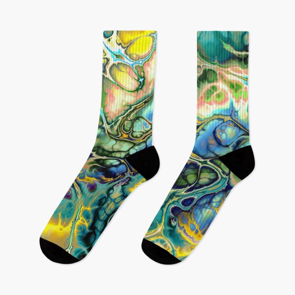 Item preview, Flower Power FRACTAL BATIK Teal Yellow Blue Salmon designed and sold by EDDArt.