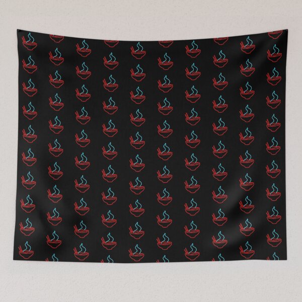 Item preview, Spicy Ramen Noodles Neon (Pattern Graphic on Black) designed and sold by Casa de Garcia.