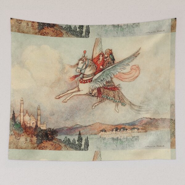 Aperçu de l'œuvre The flying horse vintage illustration - Warwick Goble créée et vendue par Vintage Designs +.