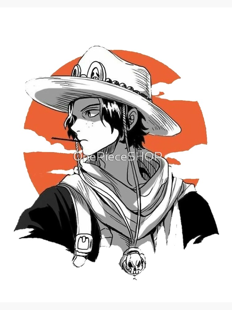 Ace Black And White Art Board Print By Onepieceshop Redbubble